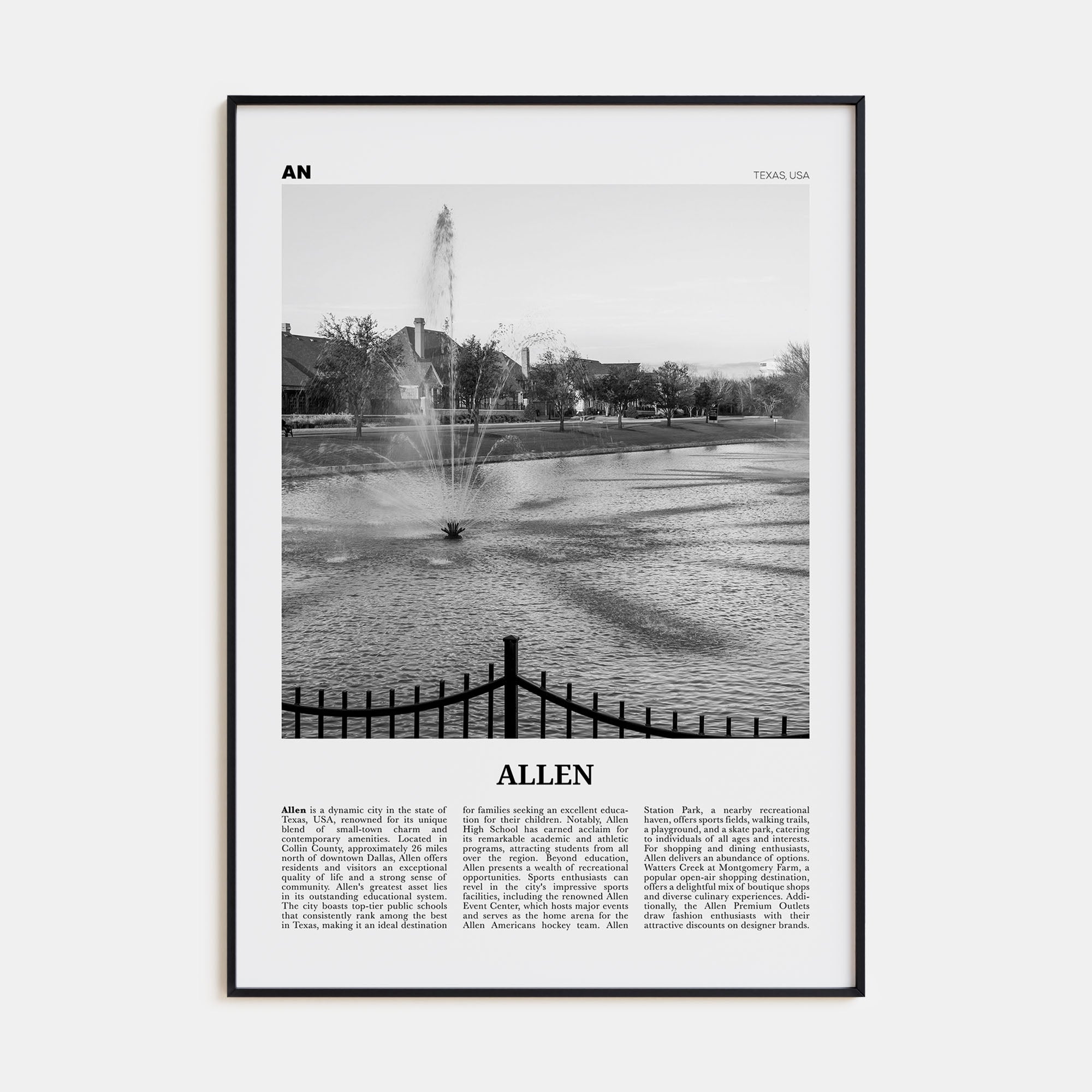 Allen Travel B&W Poster