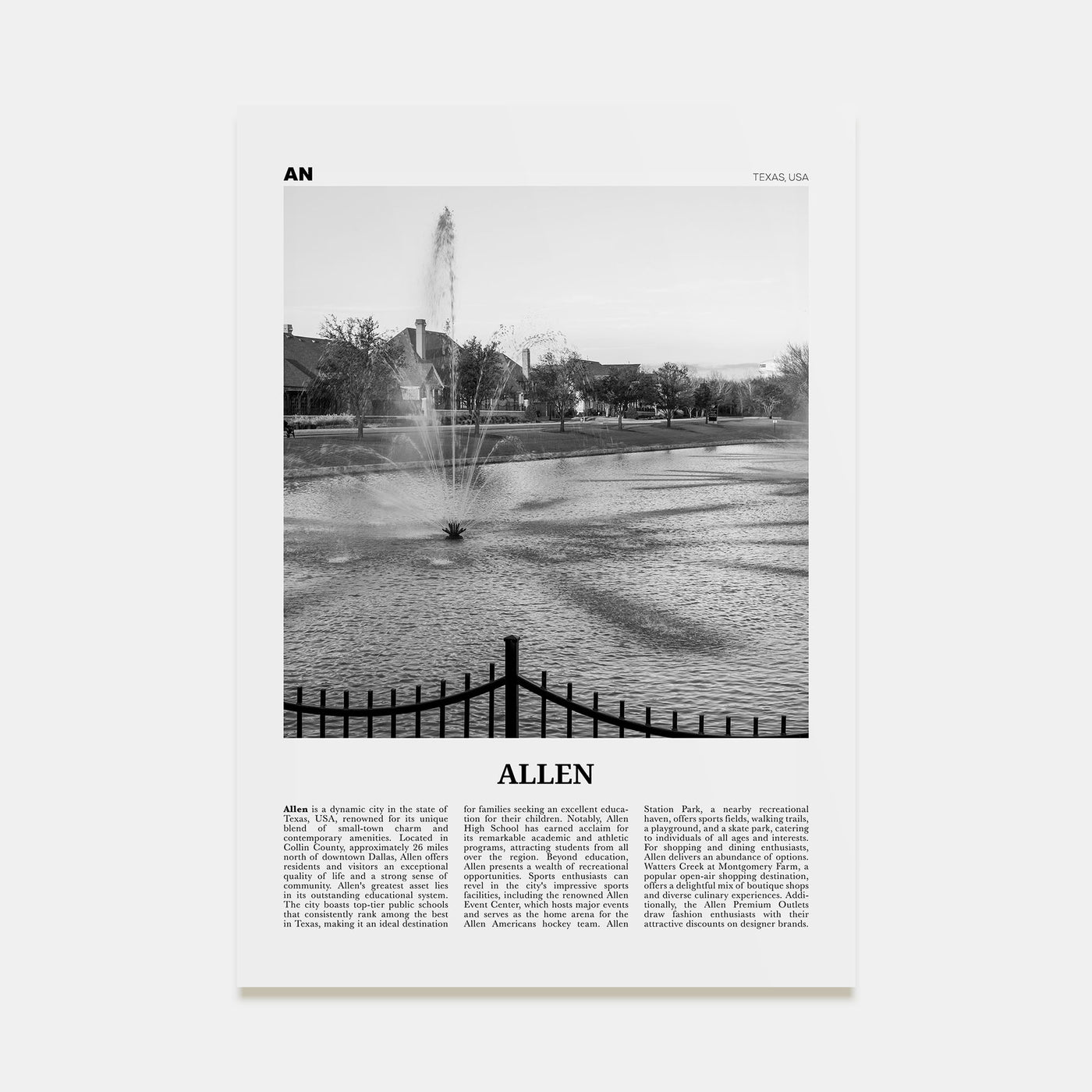 Allen Travel B&W Poster