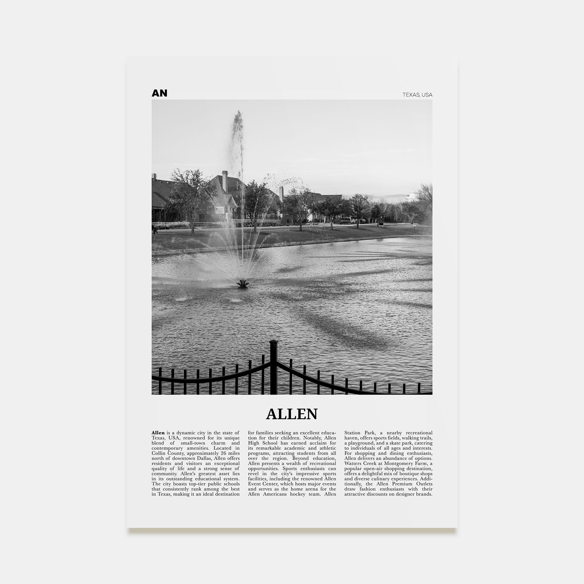 Allen Travel B&W Poster