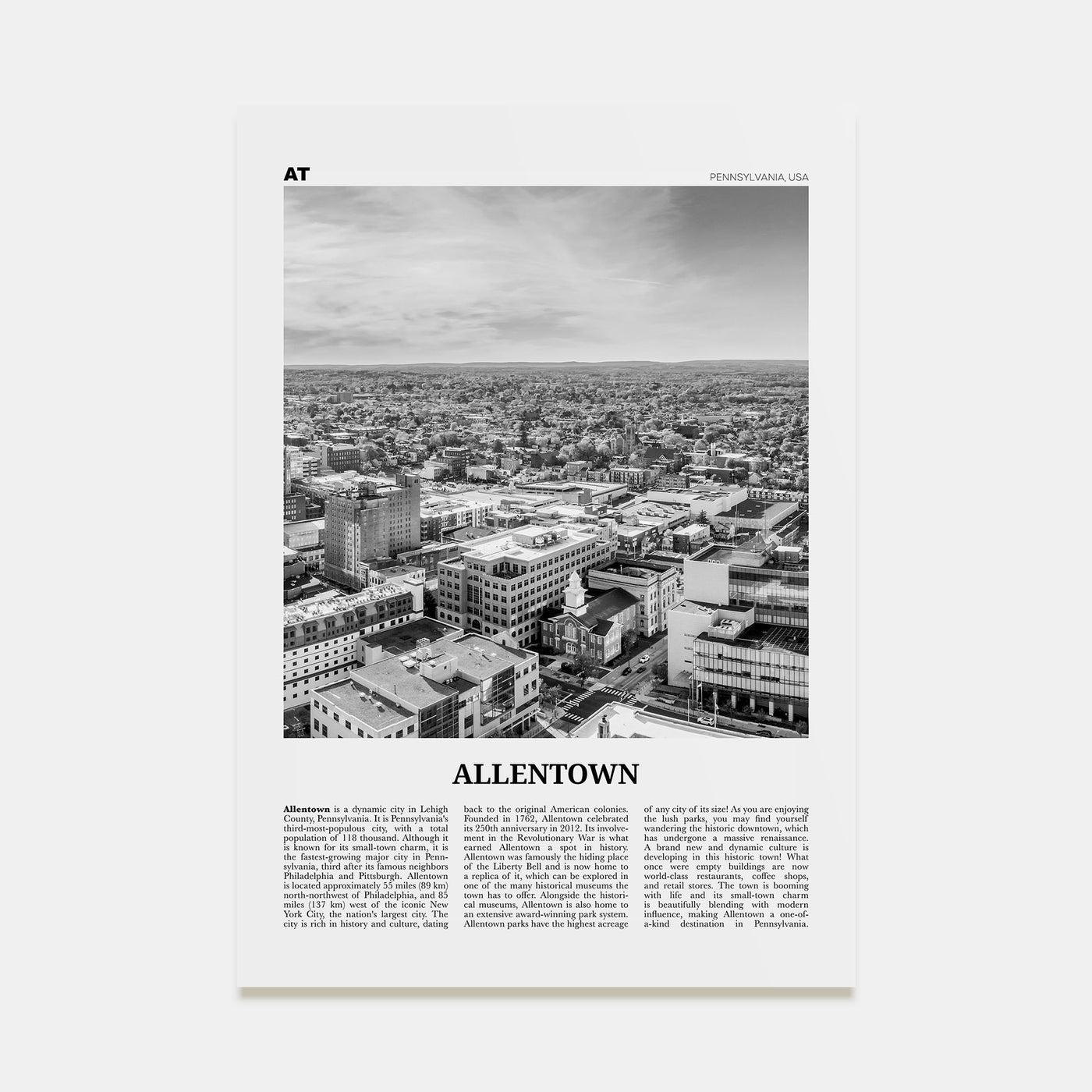 Allentown Travel B&W Poster
