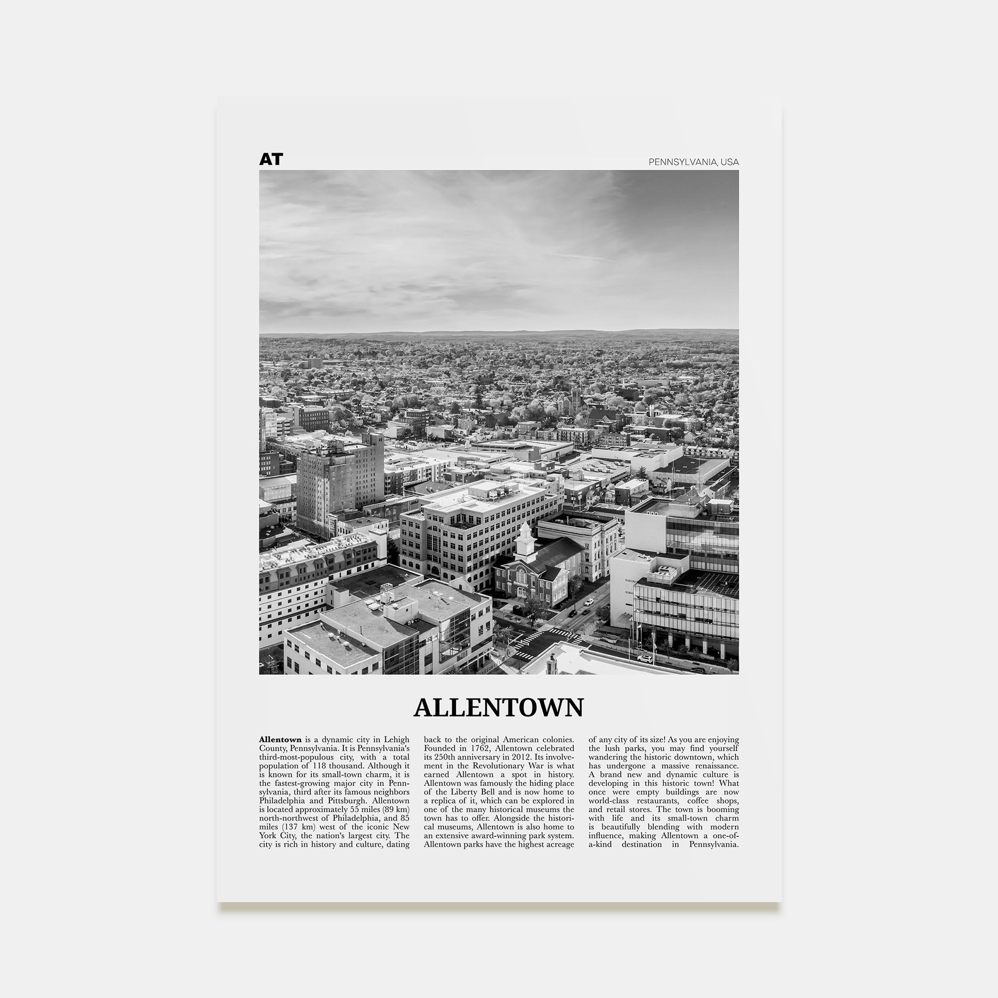 Allentown Travel B&W Poster