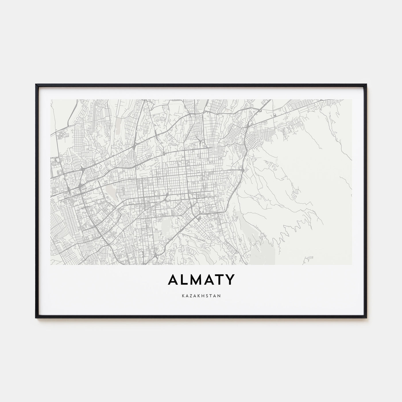 Almaty Map Landscape Poster