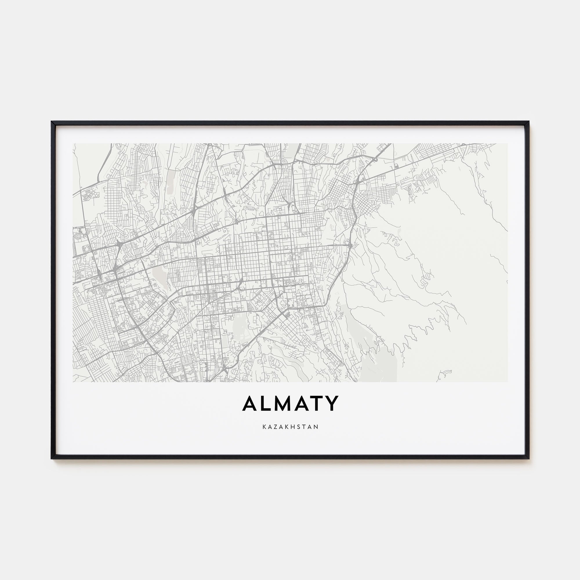 Almaty Map Landscape Poster