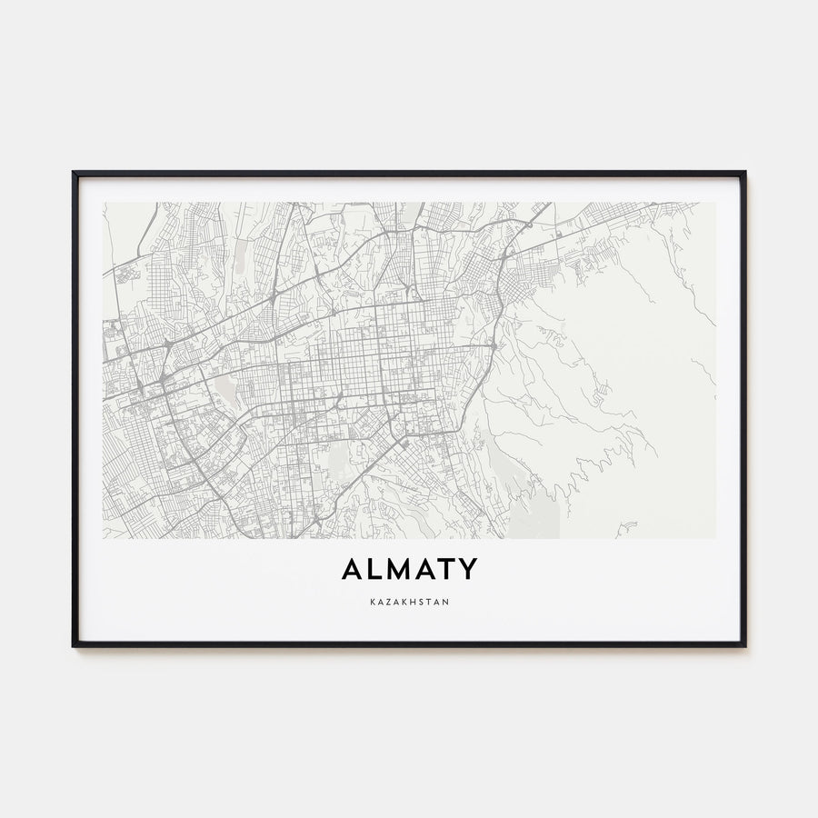 Almaty Map Landscape Poster