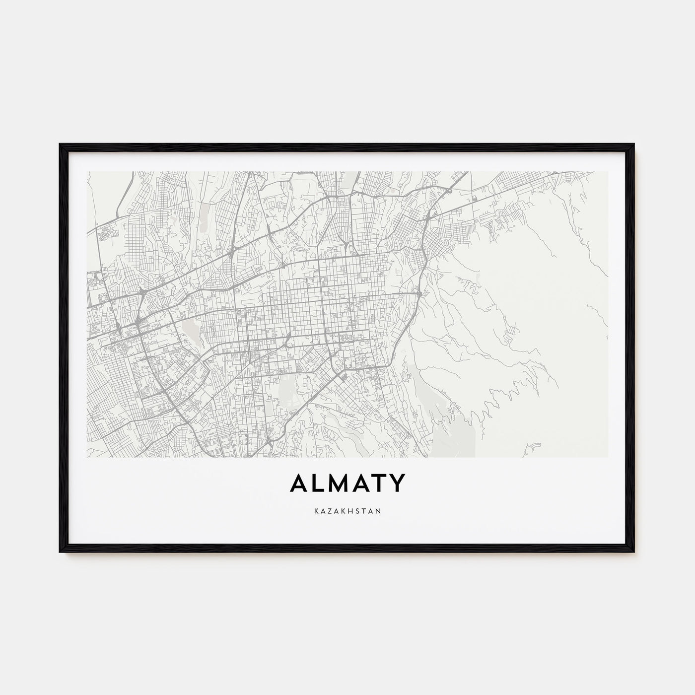 Almaty Map Landscape Poster