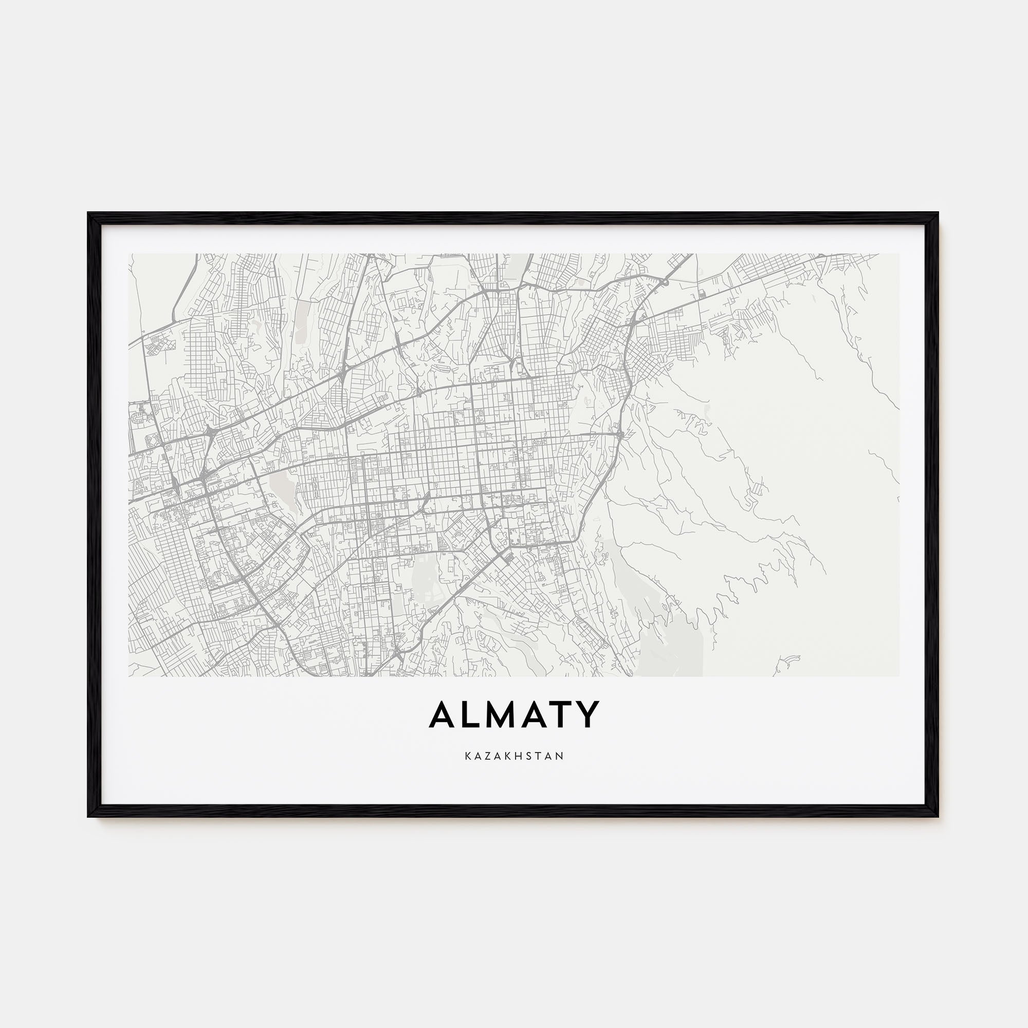 Almaty Map Landscape Poster