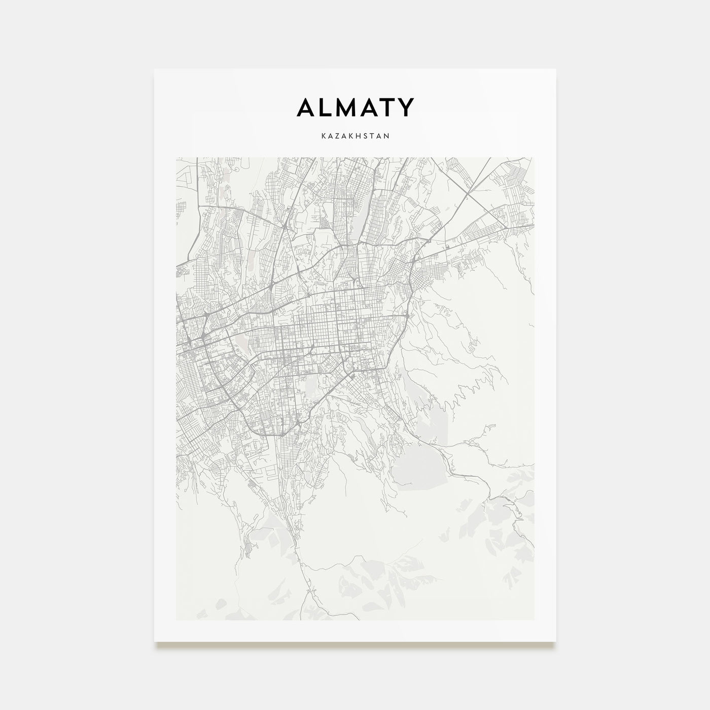 Almaty Map Portrait Poster