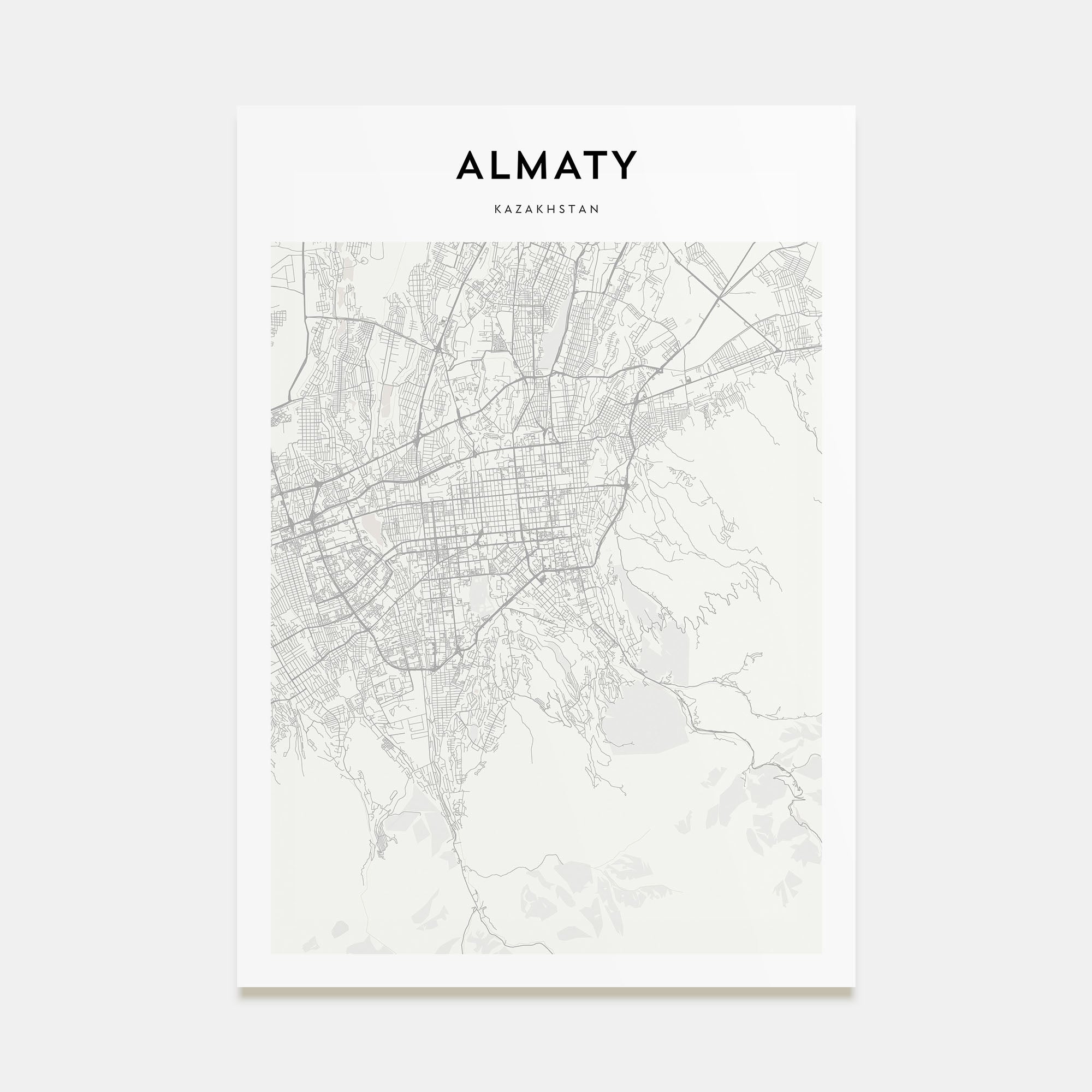 Almaty Map Portrait Poster