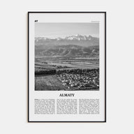 Almaty Travel B&W Poster