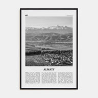 Almaty Travel B&W Poster