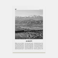 Almaty Travel B&W Poster