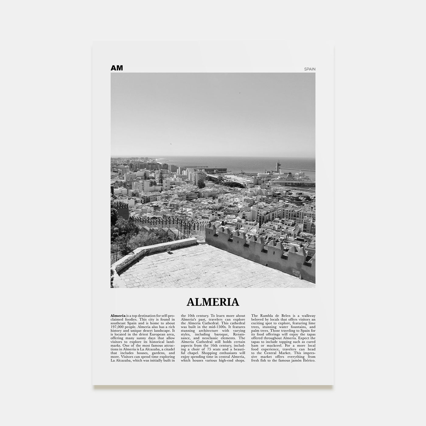 Almeria Travel B&W Poster
