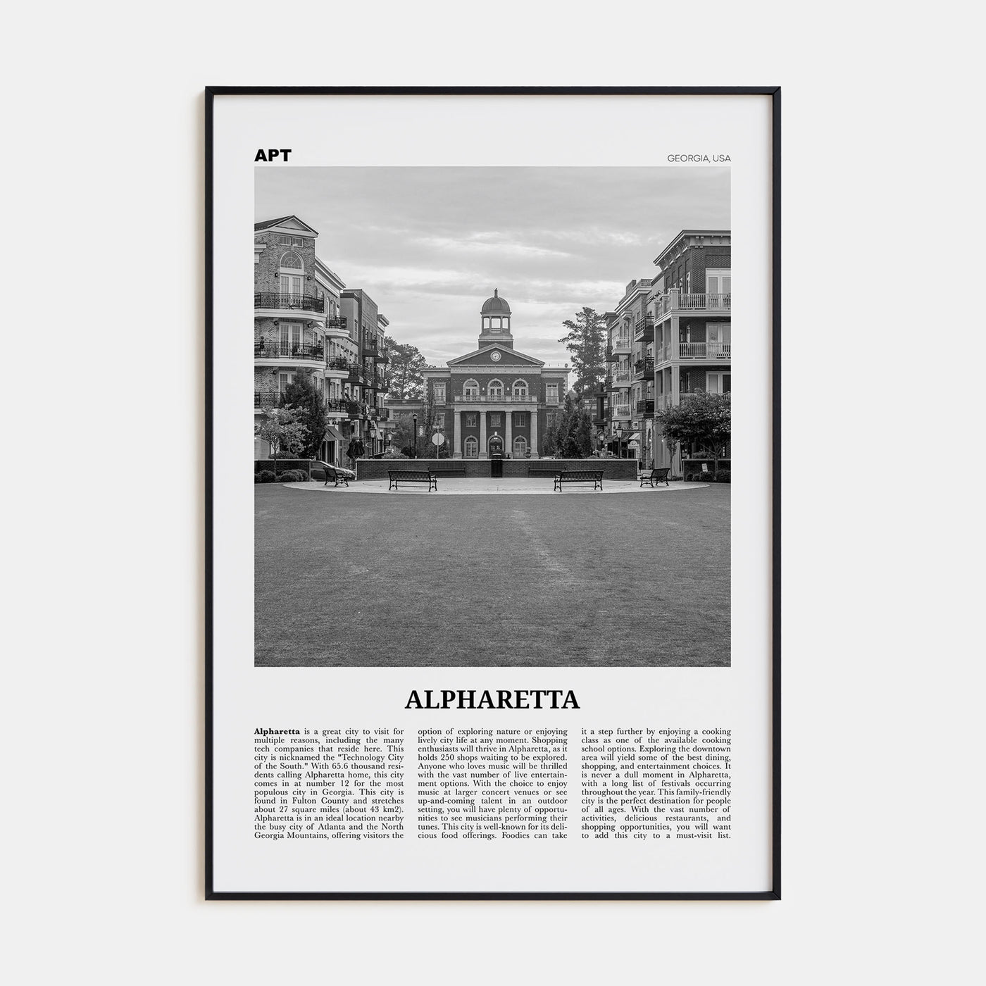 Alpharetta Travel B&W Poster