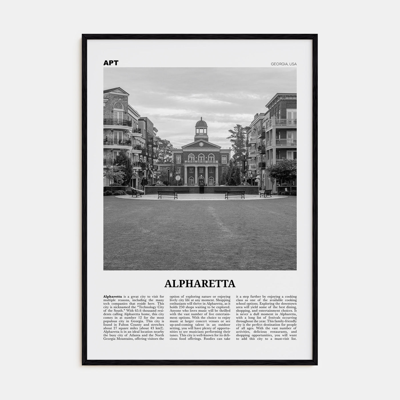 Alpharetta Travel B&W Poster