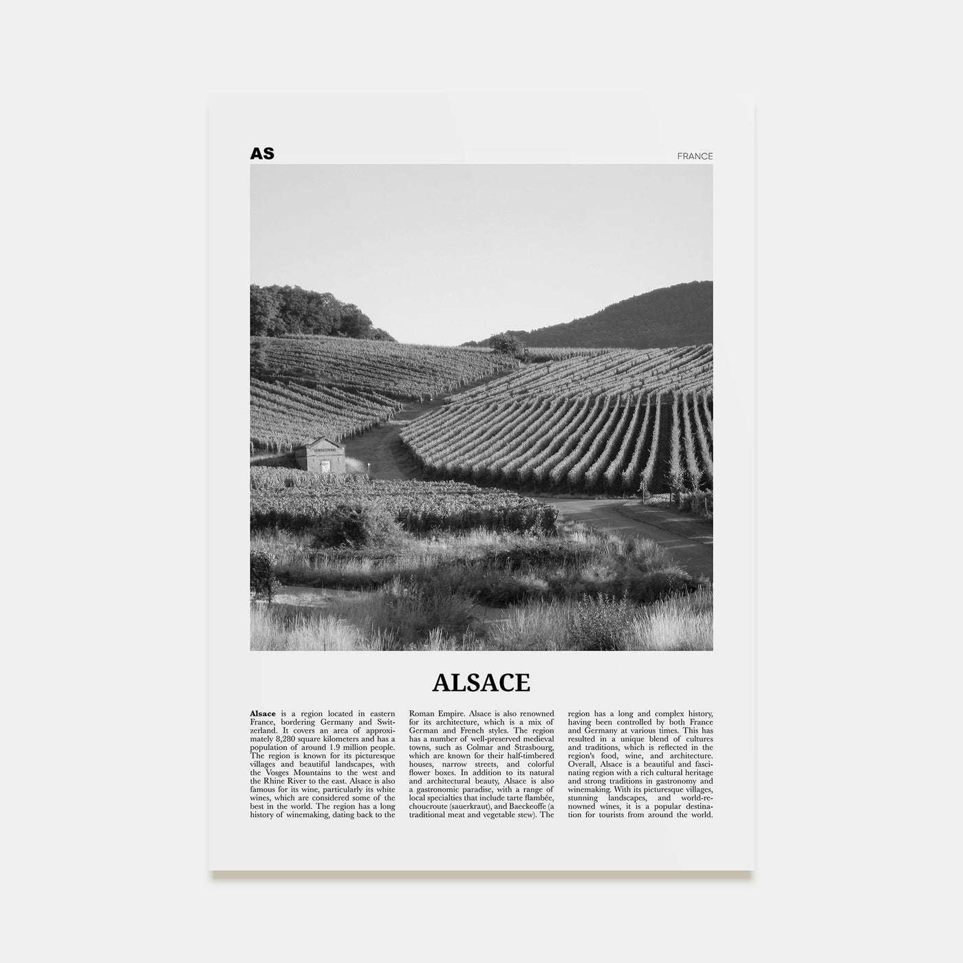 Alsace Travel B&W Poster
