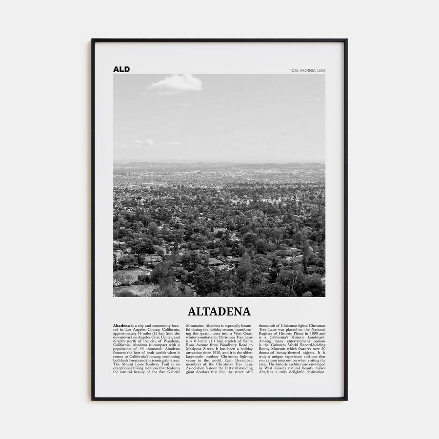 Altadena Travel B&W Poster
