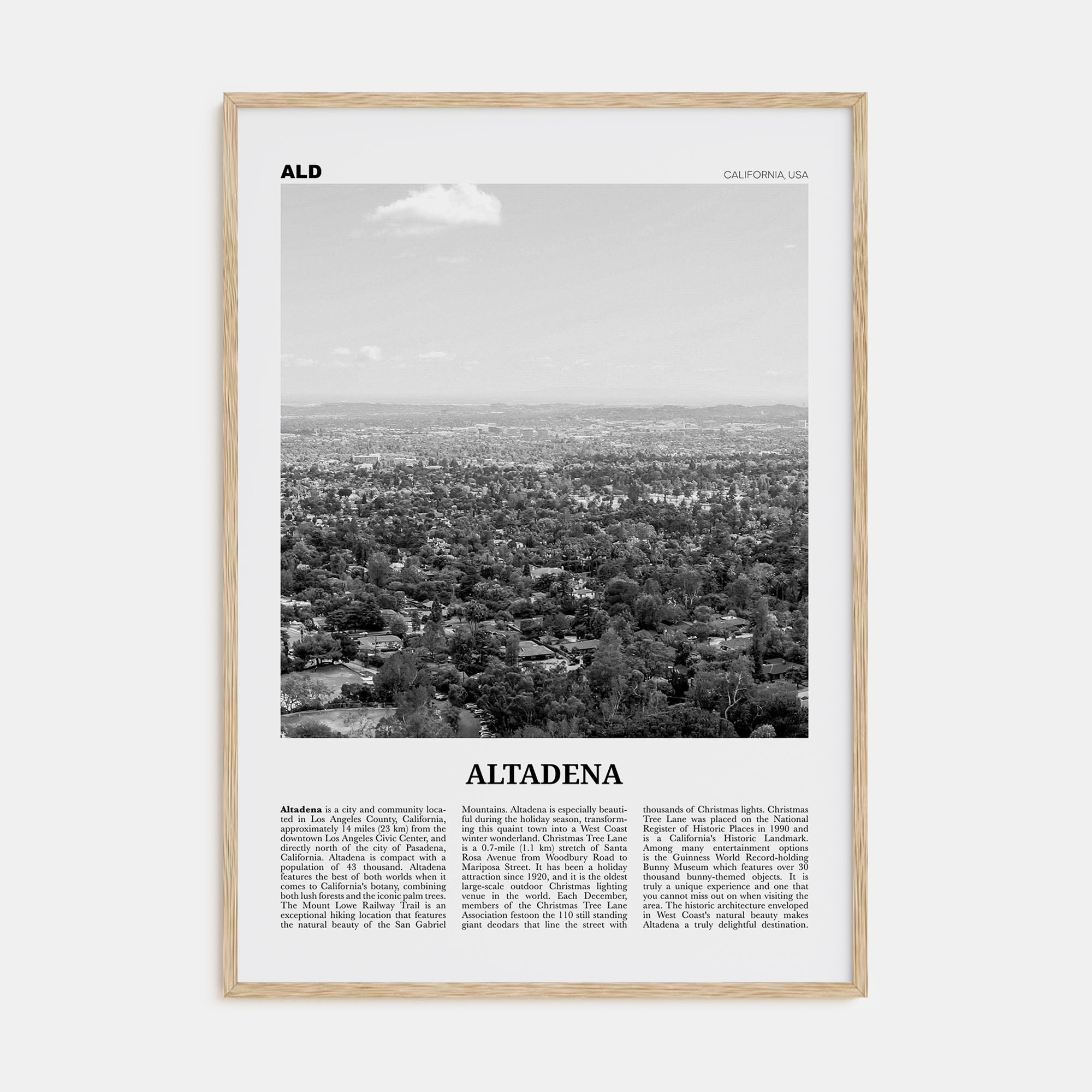 Altadena Travel B&W Poster