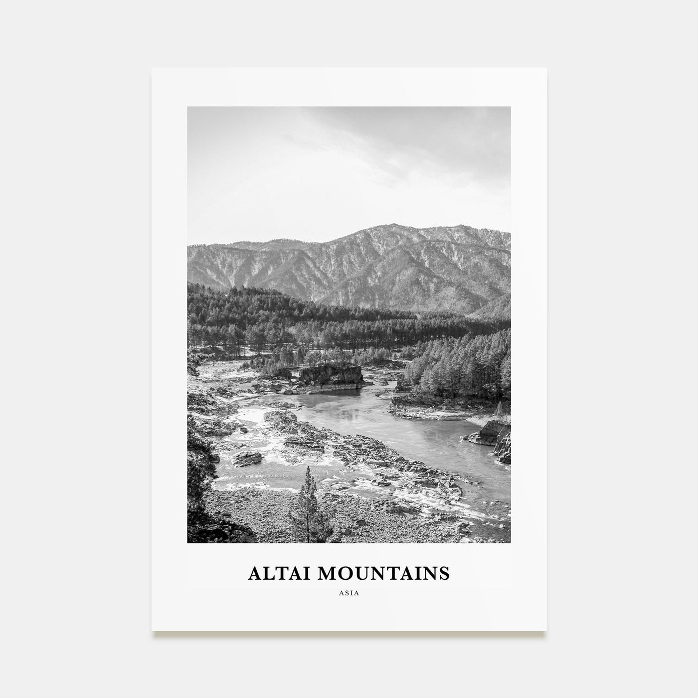 Altai Mountains Portrait B&W Poster