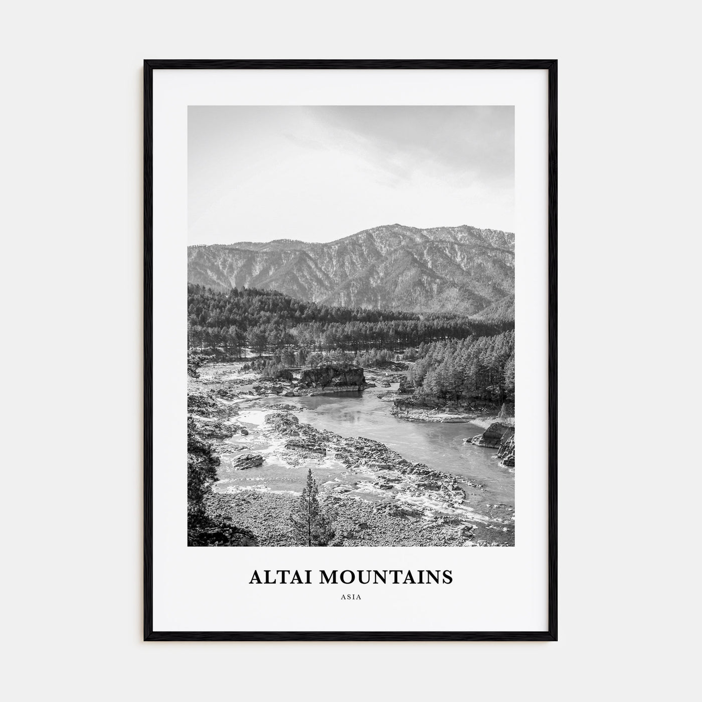 Altai Mountains Portrait B&W Poster