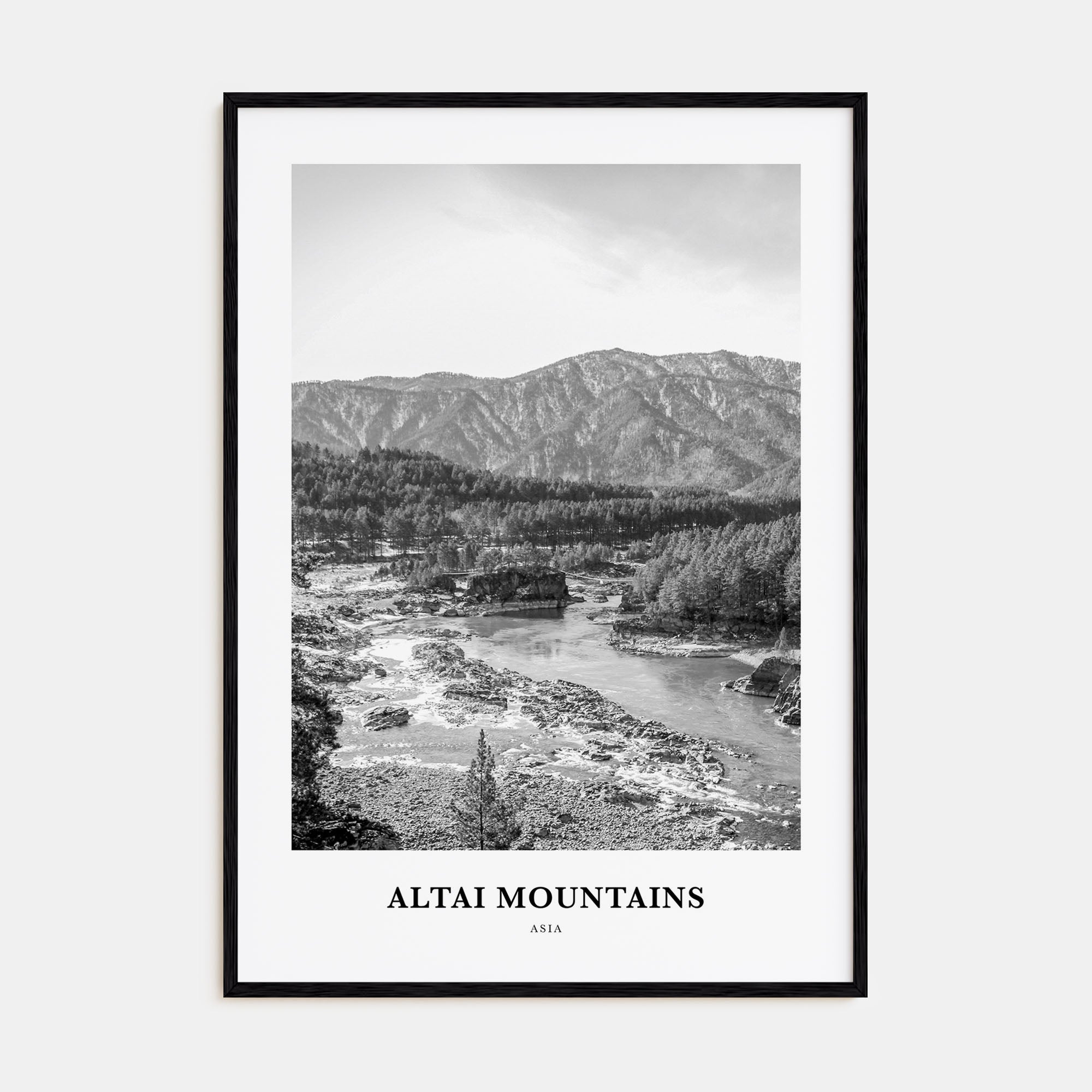Altai Mountains Portrait B&W Poster