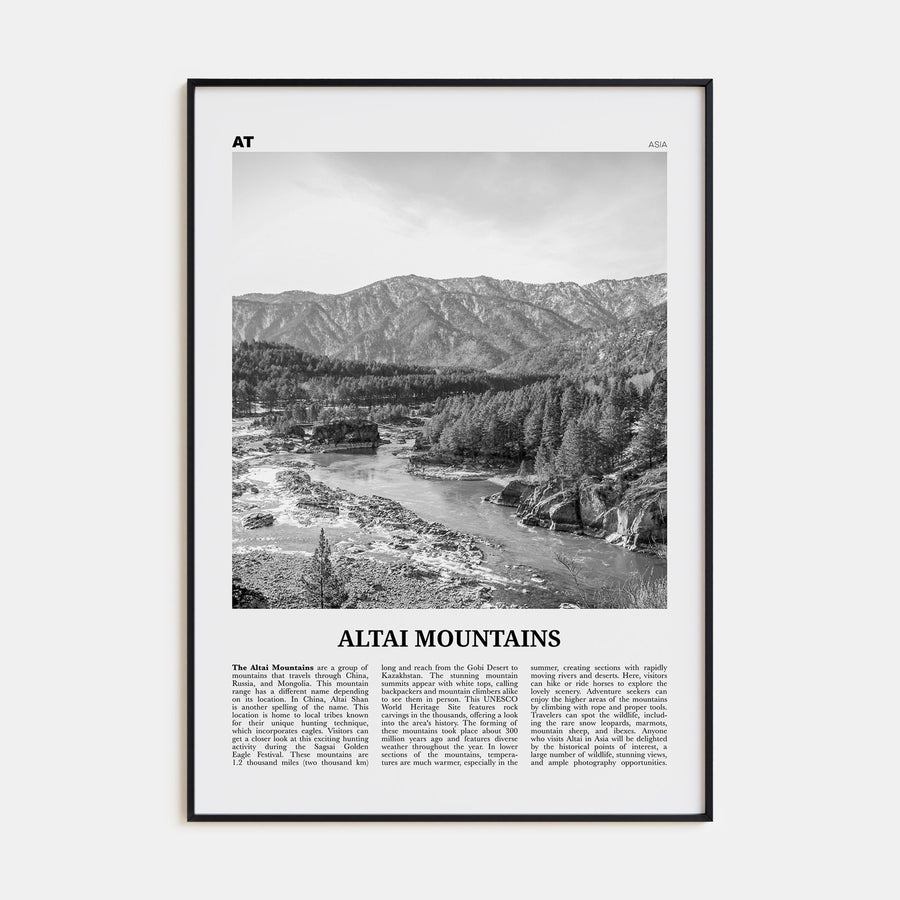 Altai Mountains Travel B&W Poster