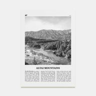 Altai Mountains Travel B&W Poster