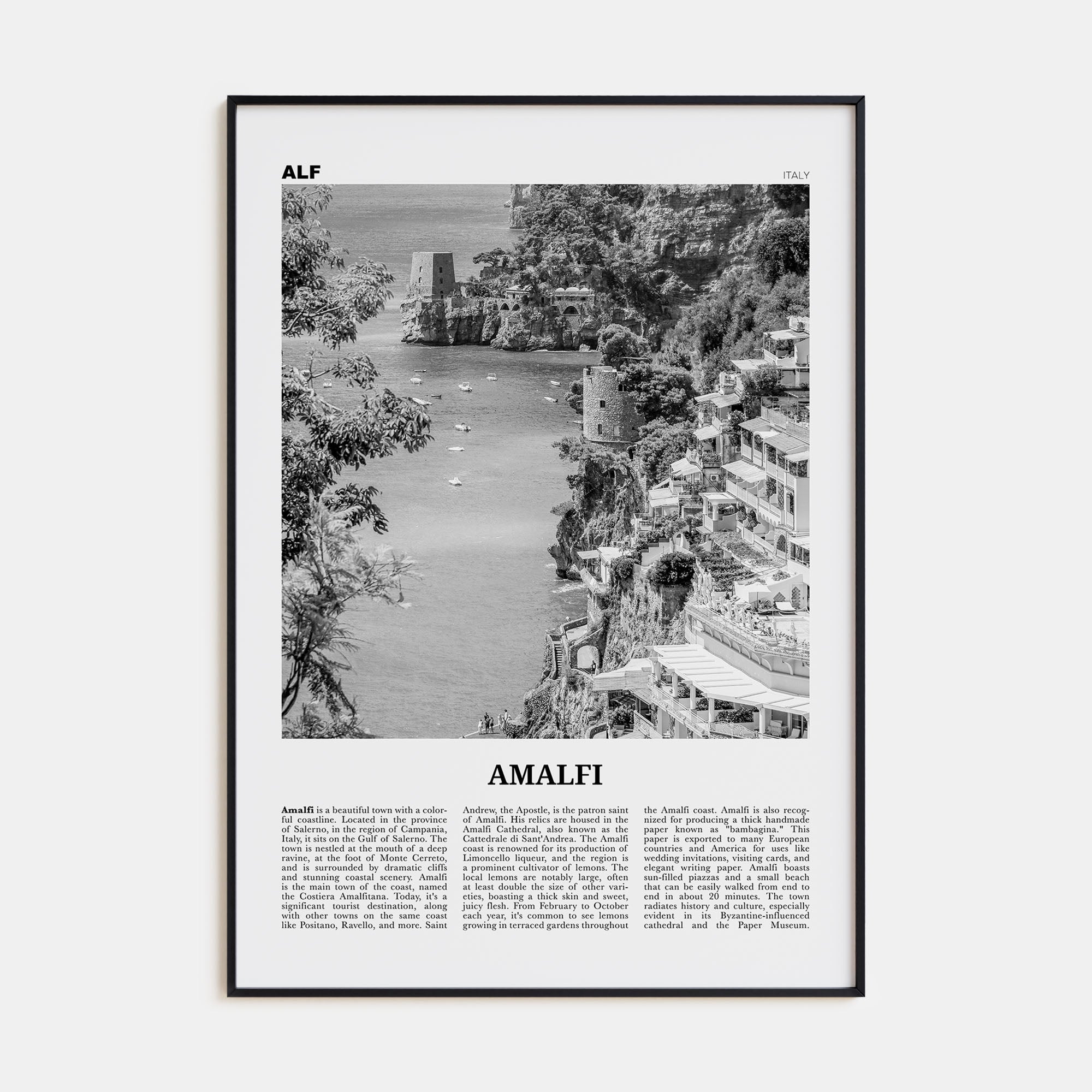 Amalfi Travel B&W No 2 Poster