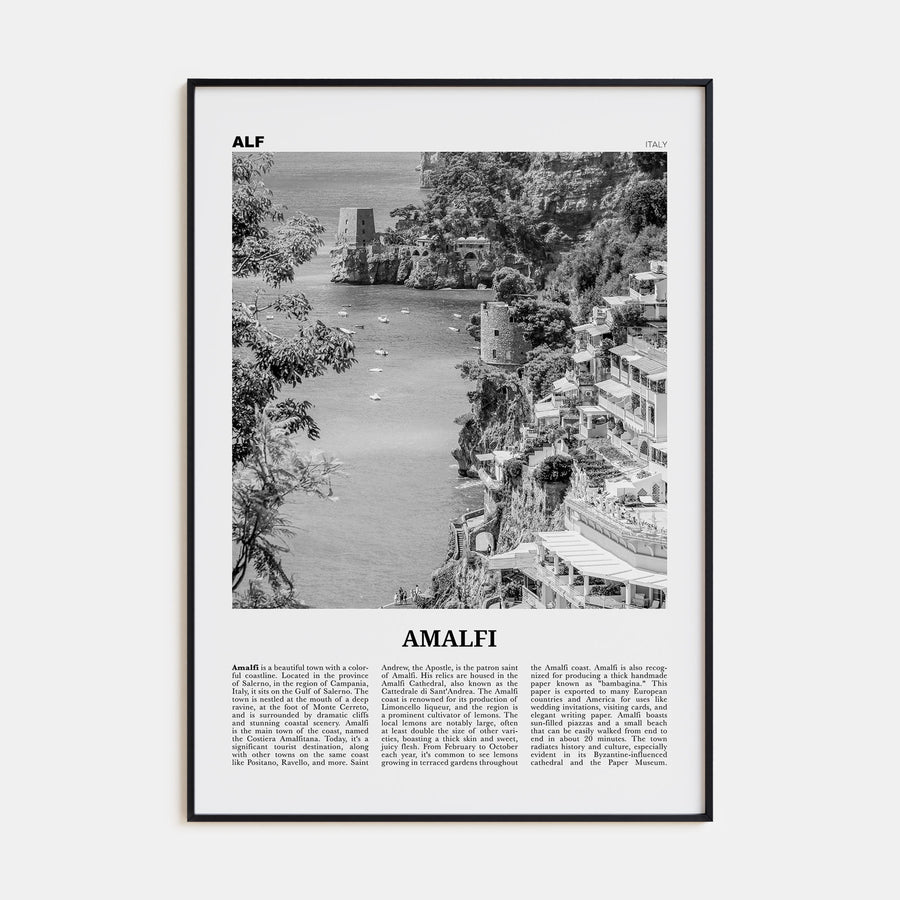Amalfi Travel B&W No 2 Poster