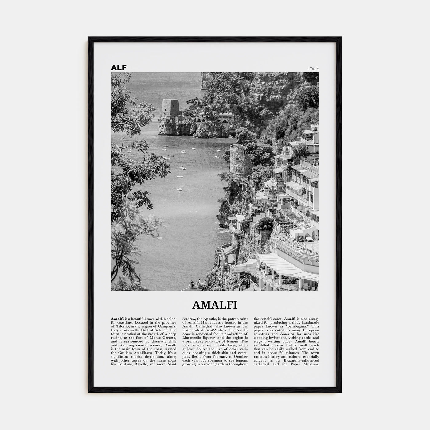 Amalfi Travel B&W No 2 Poster