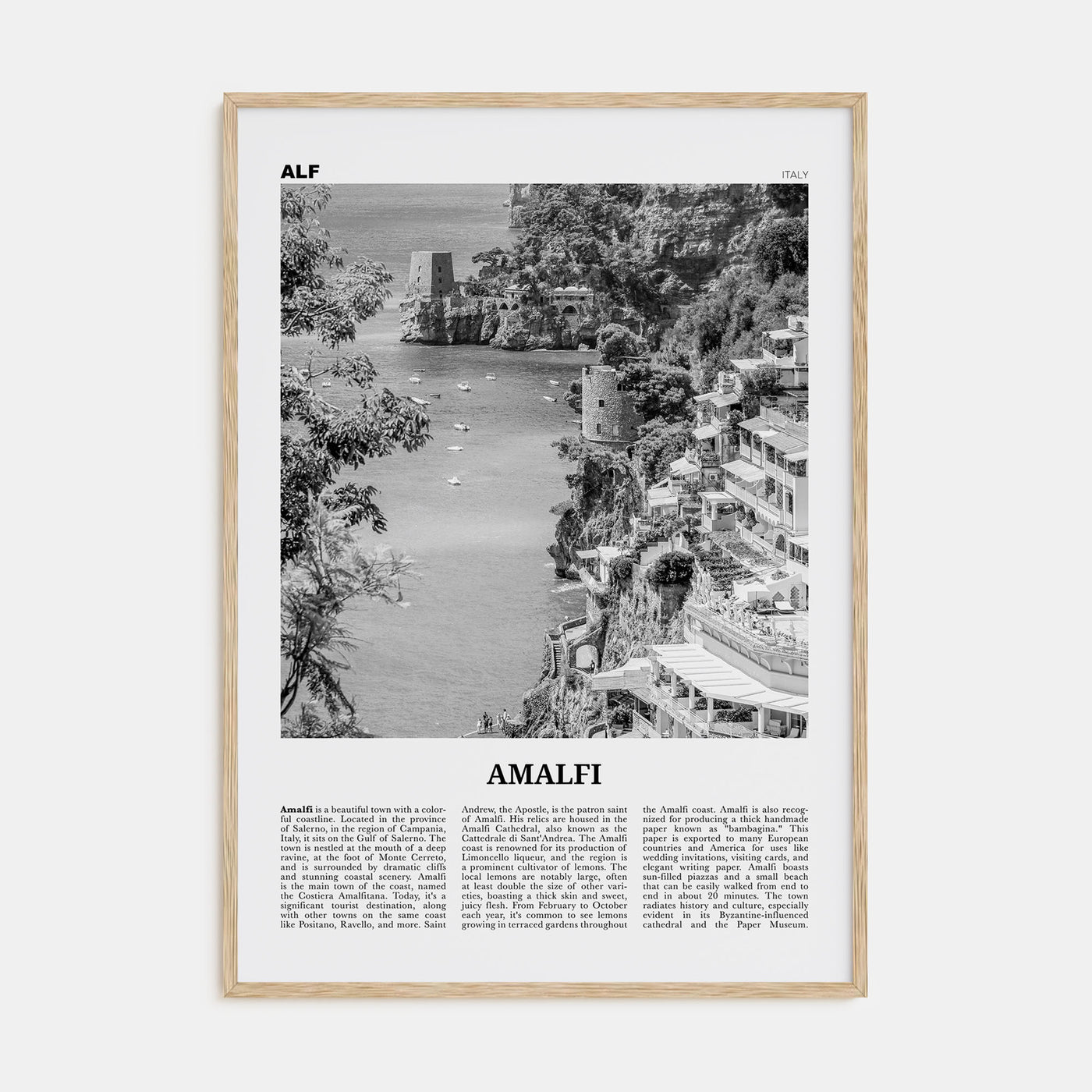 Amalfi Travel B&W No 2 Poster
