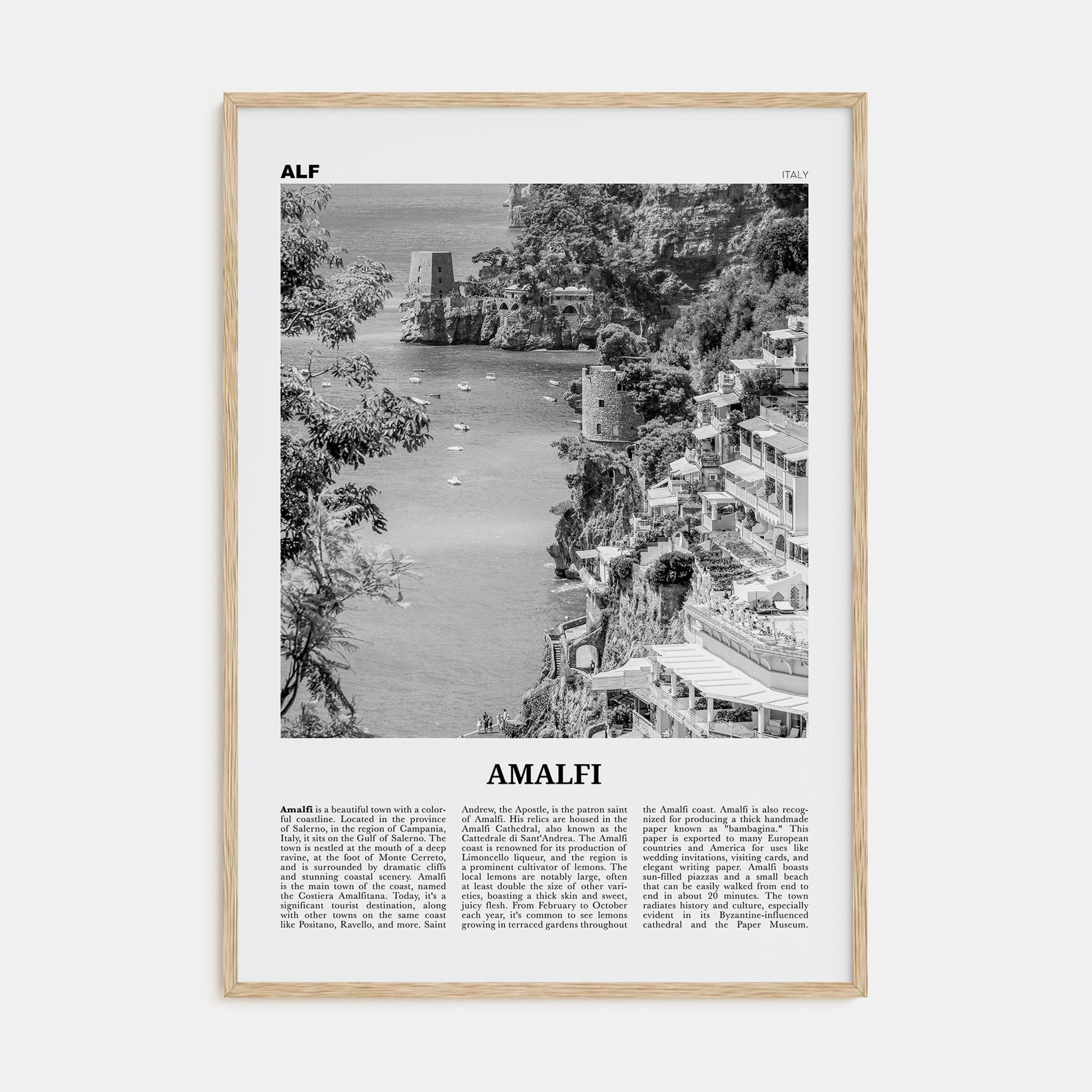 Amalfi Travel B&W No 2 Poster