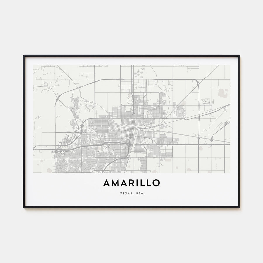 Amarillo Map Landscape Poster