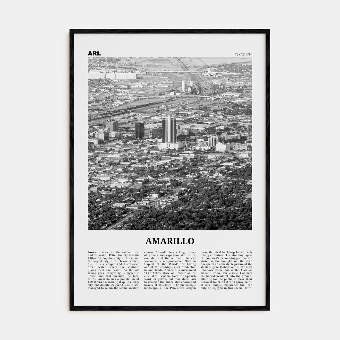Amarillo Travel B&W Poster