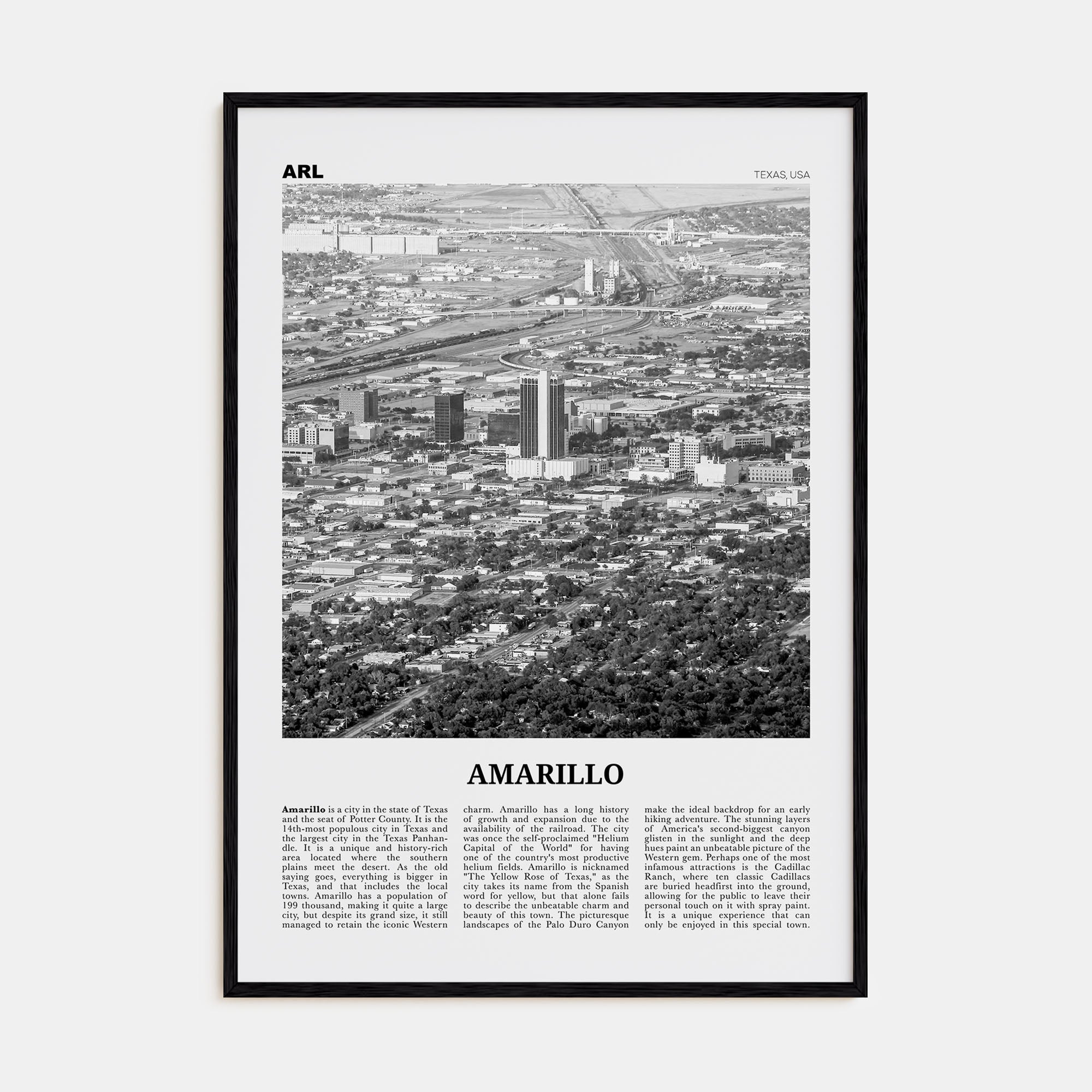Amarillo Travel B&W Poster