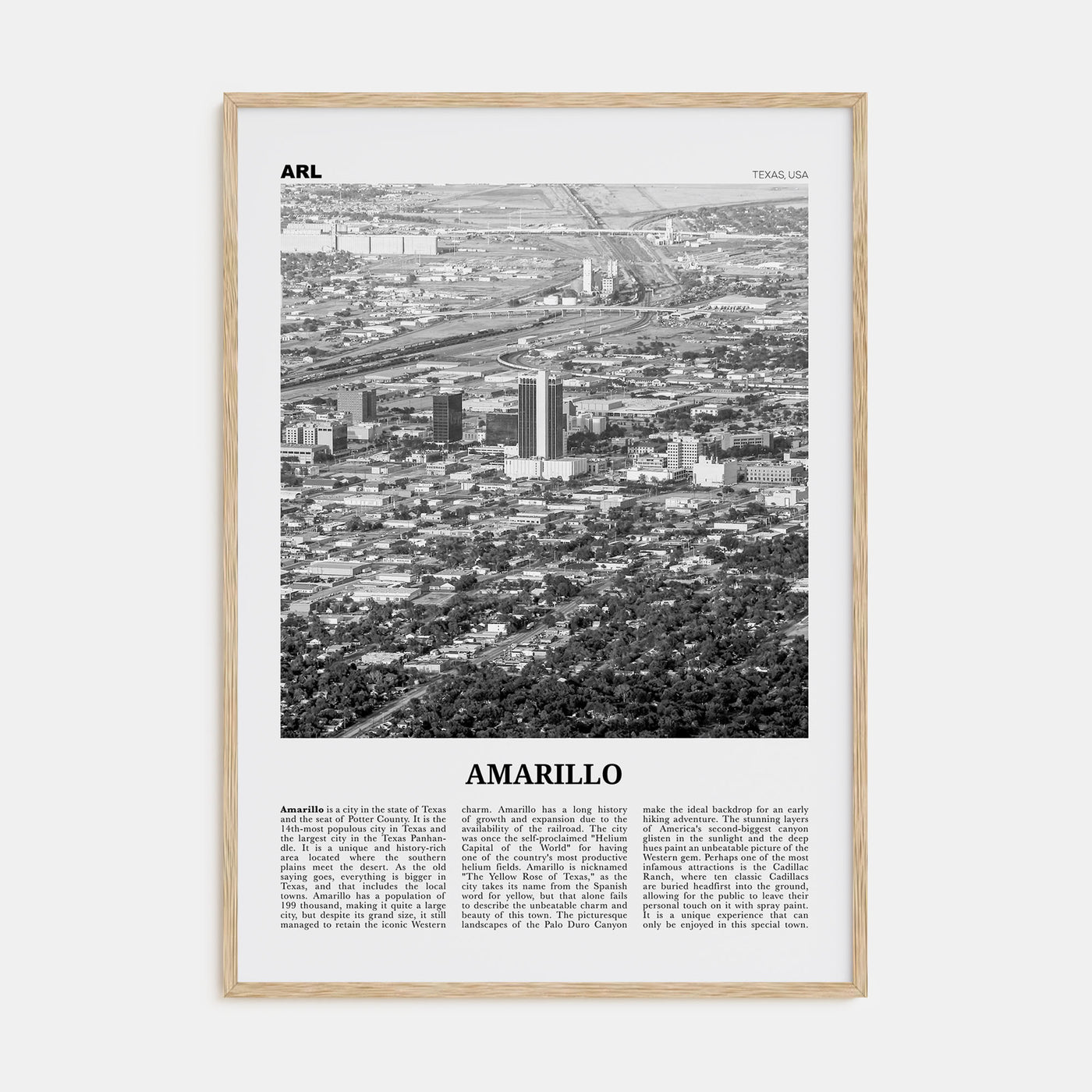 Amarillo Travel B&W Poster
