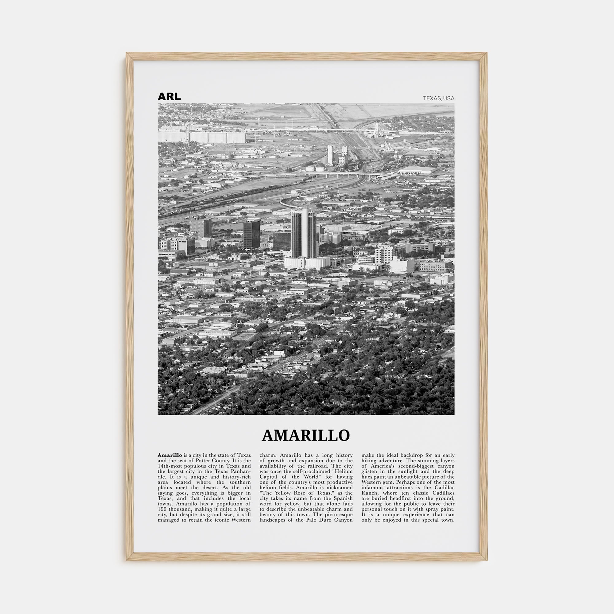 Amarillo Travel B&W Poster