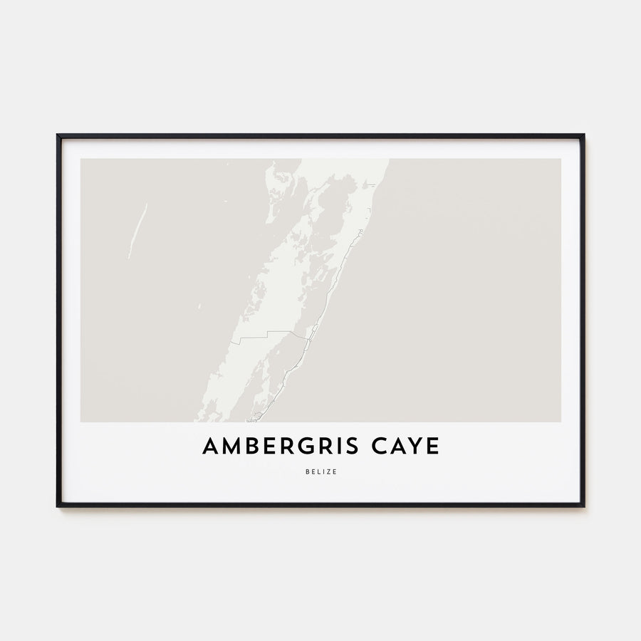 Ambergris Caye Map Landscape Poster