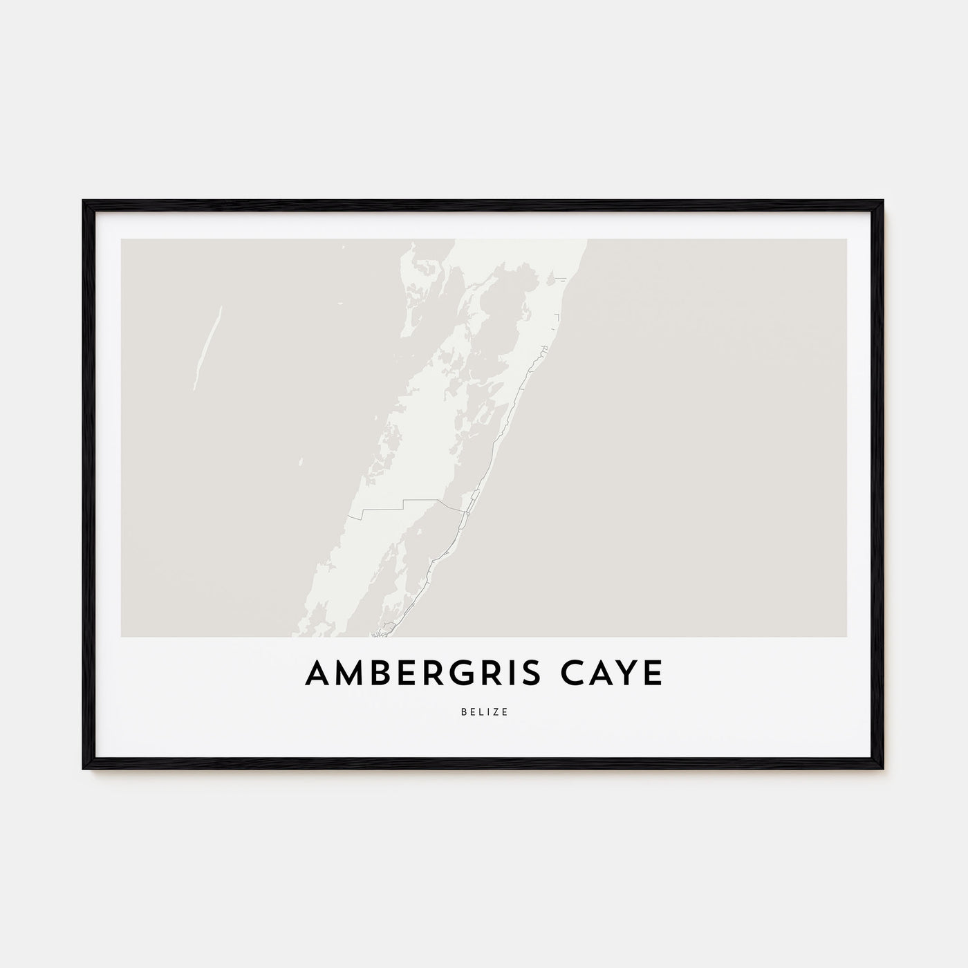 Ambergris Caye Map Landscape Poster