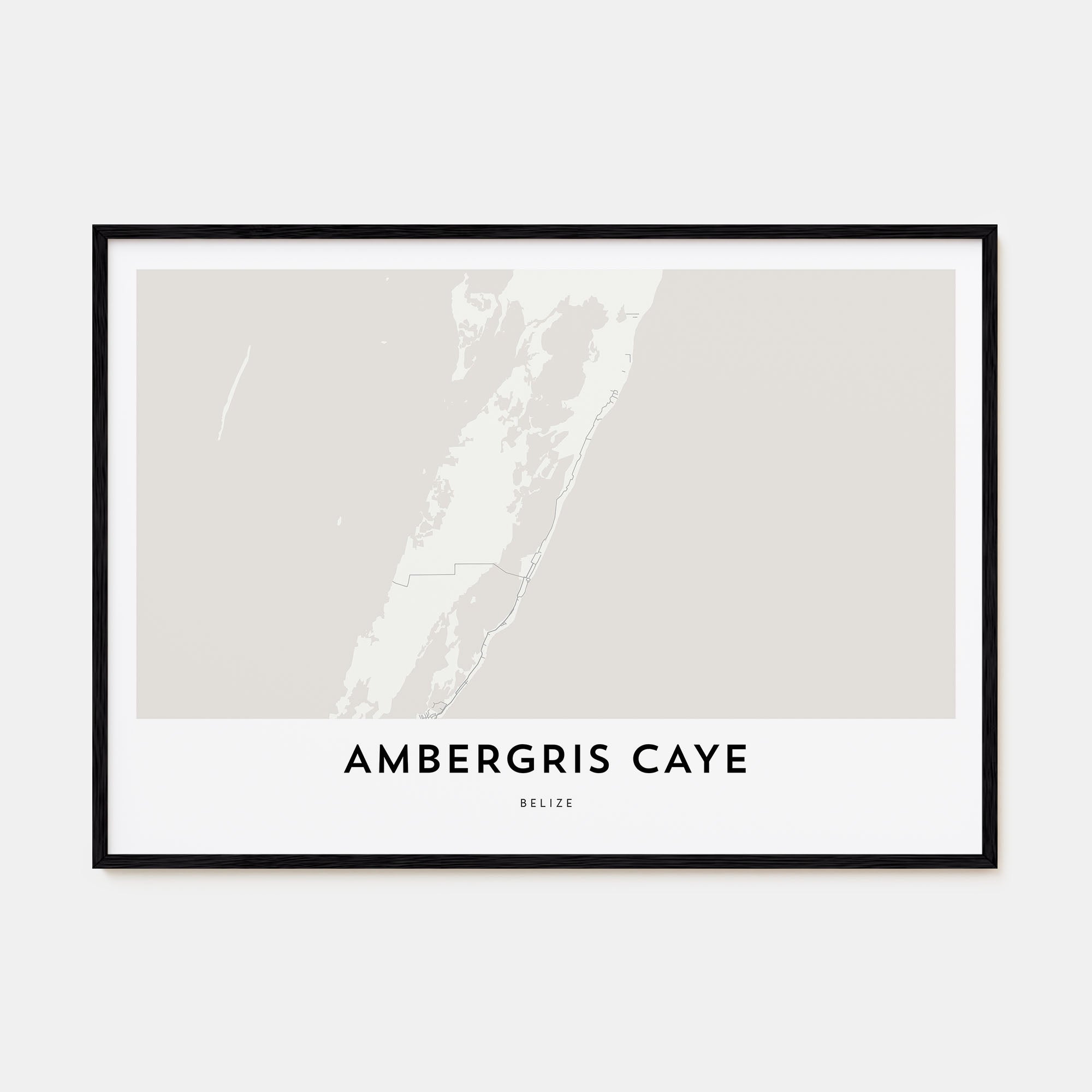 Ambergris Caye Map Landscape Poster