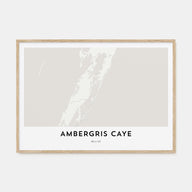 Ambergris Caye Map Landscape Poster