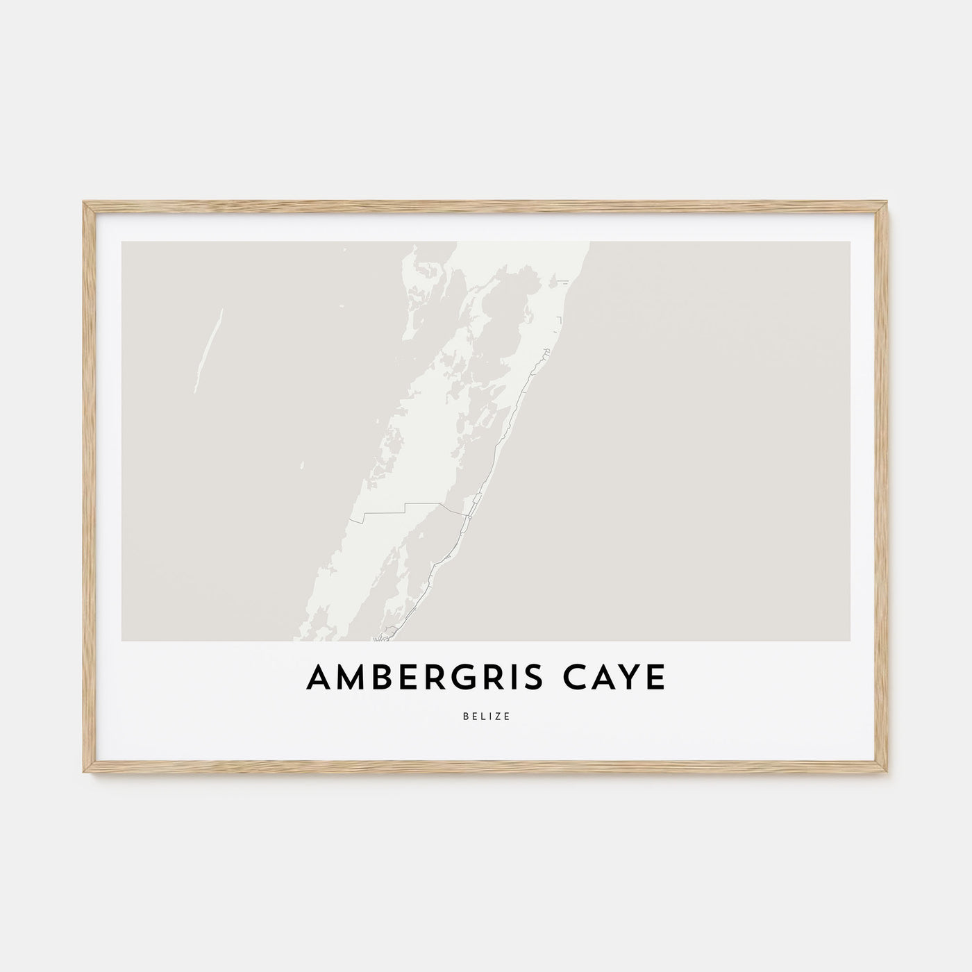 Ambergris Caye Map Landscape Poster