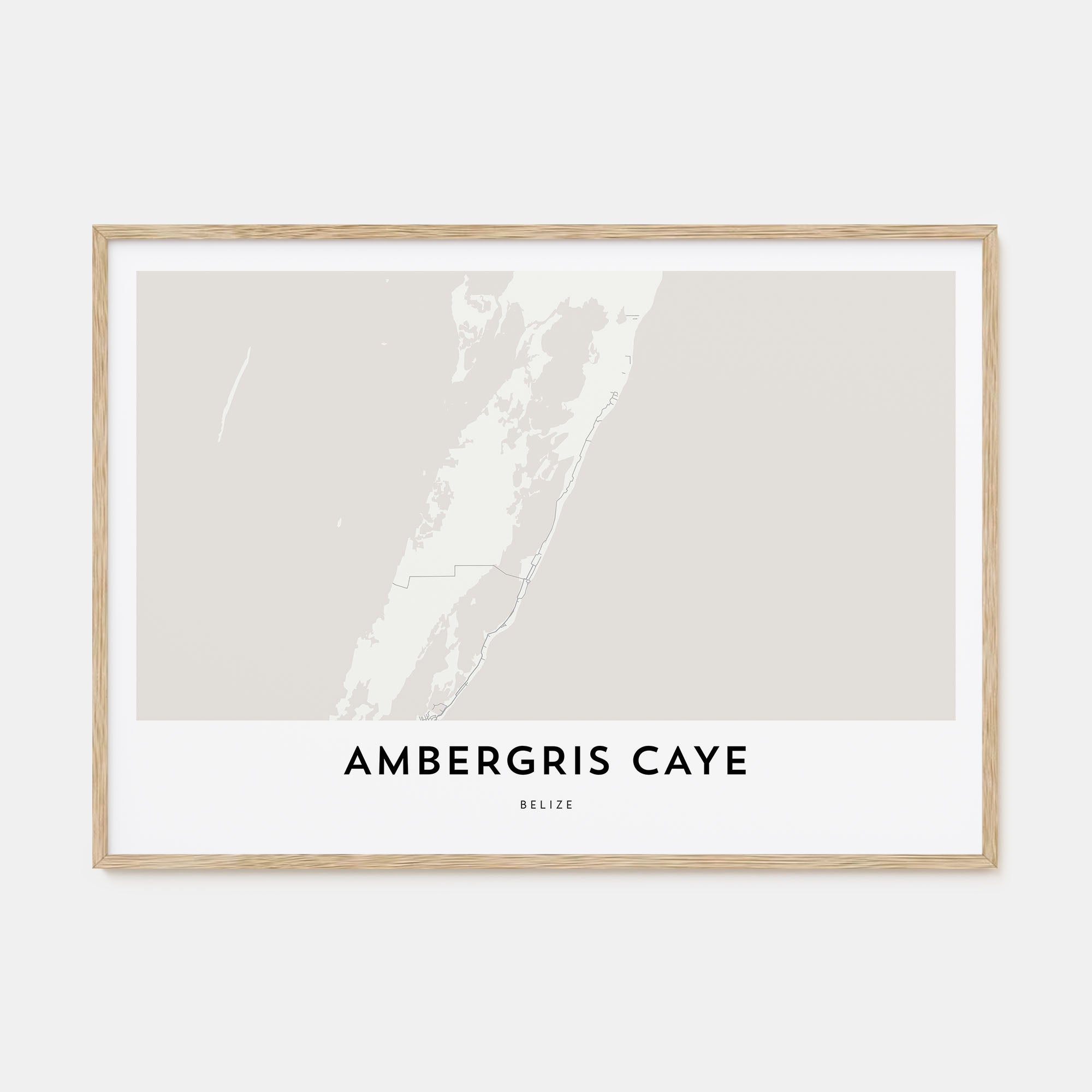 Ambergris Caye Map Landscape Poster