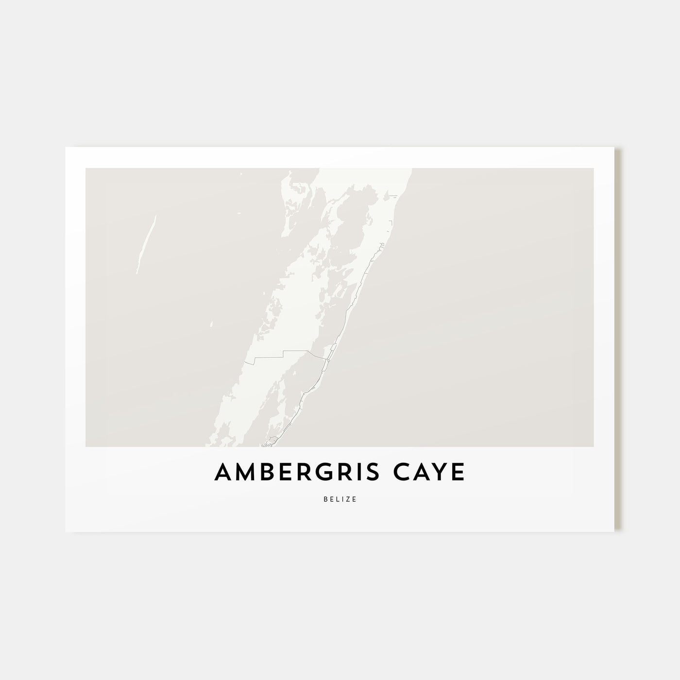 Ambergris Caye Map Landscape Poster