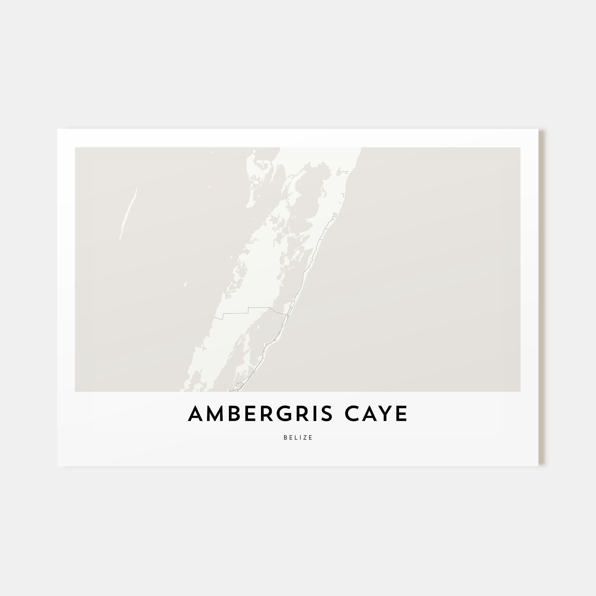 Ambergris Caye Map Landscape Poster