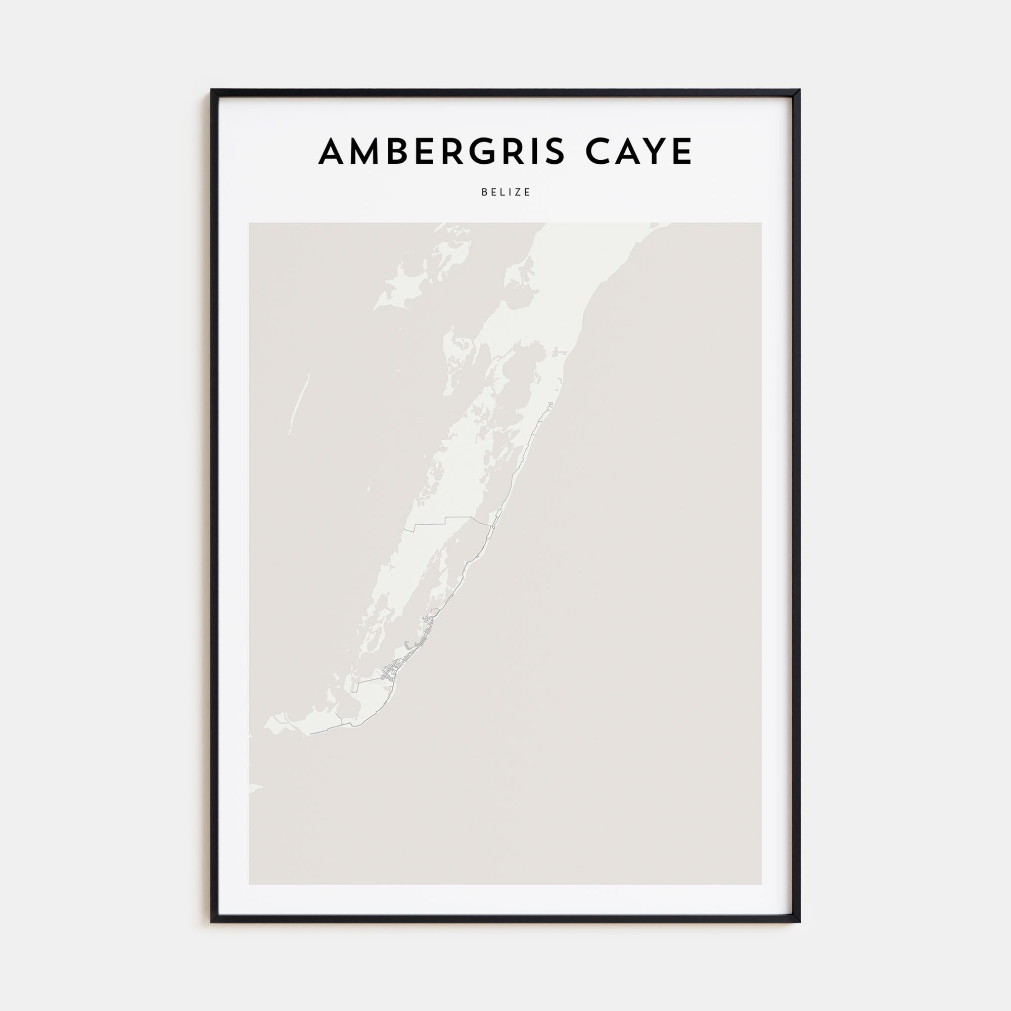 Ambergris Caye Map Portrait Poster