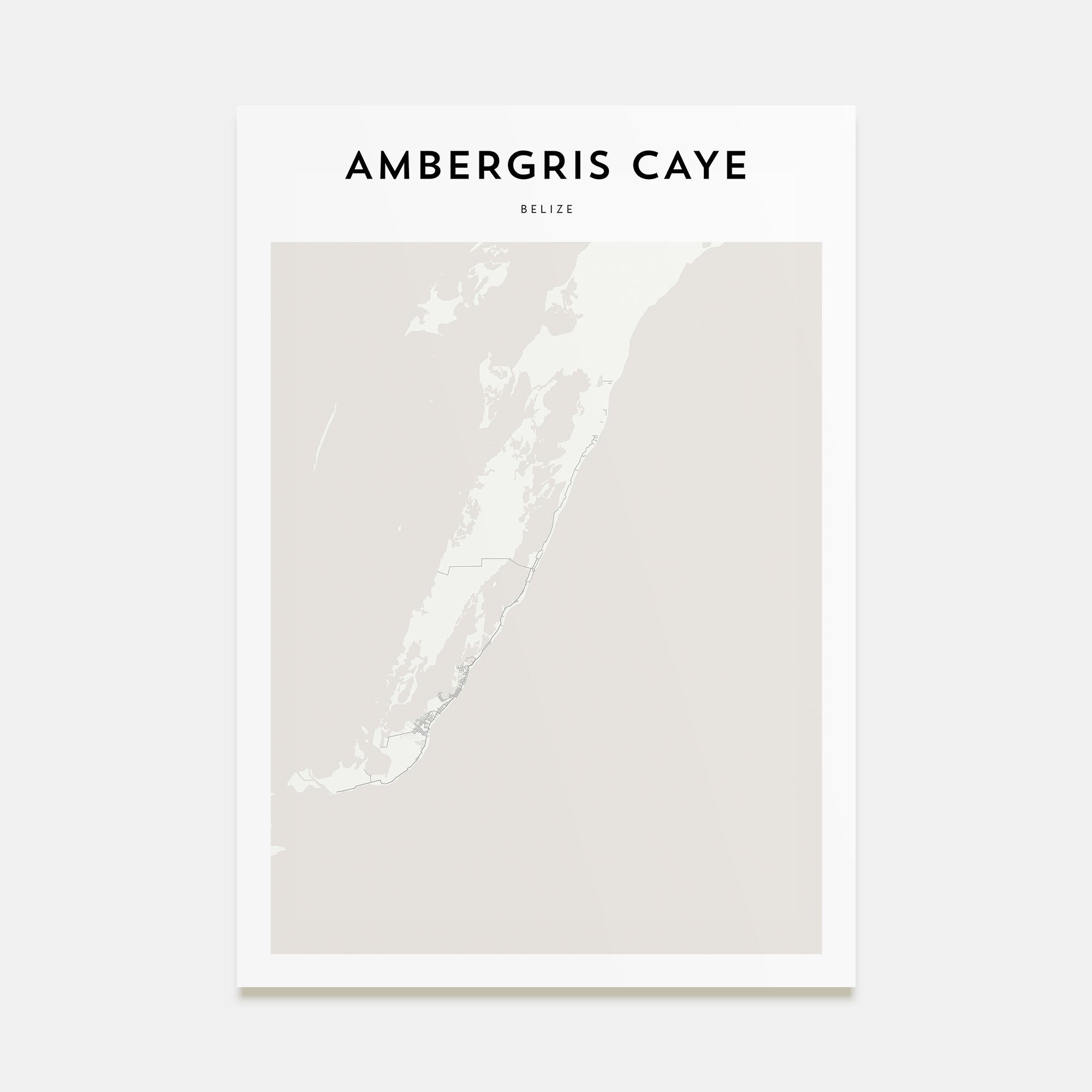 Ambergris Caye Map Portrait Poster