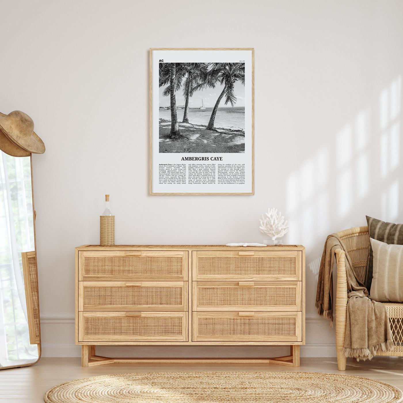 Ambergris Caye Travel B&W Poster