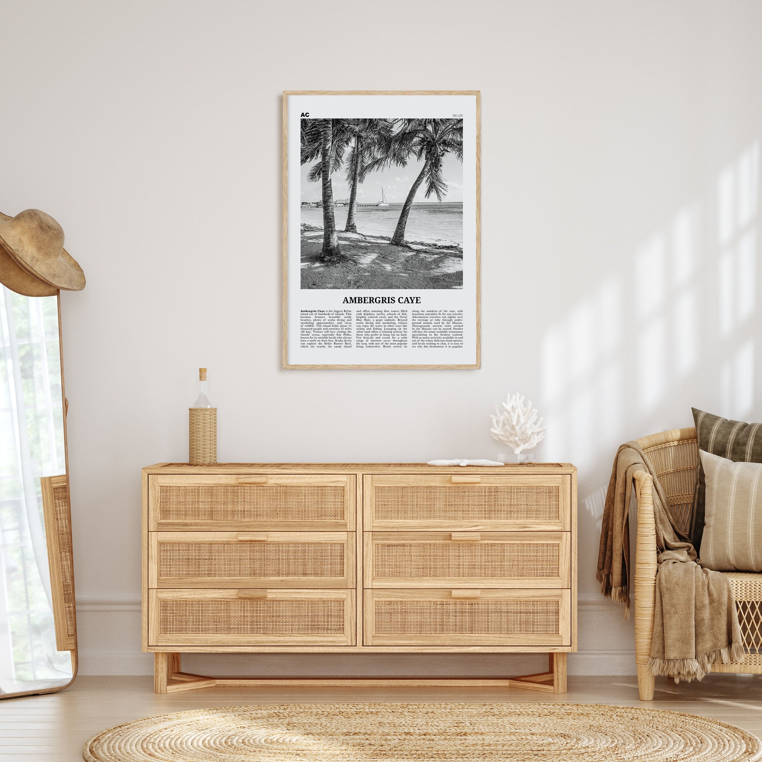 Ambergris Caye Travel B&W Poster