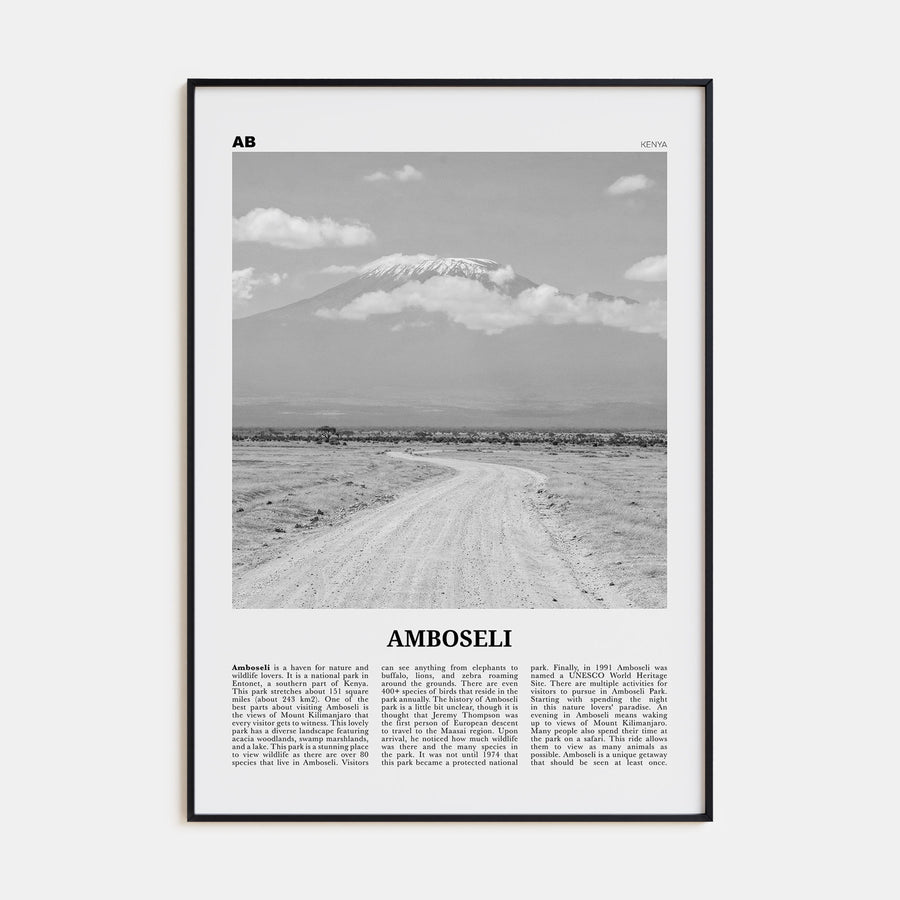 Amboseli Travel B&W Poster