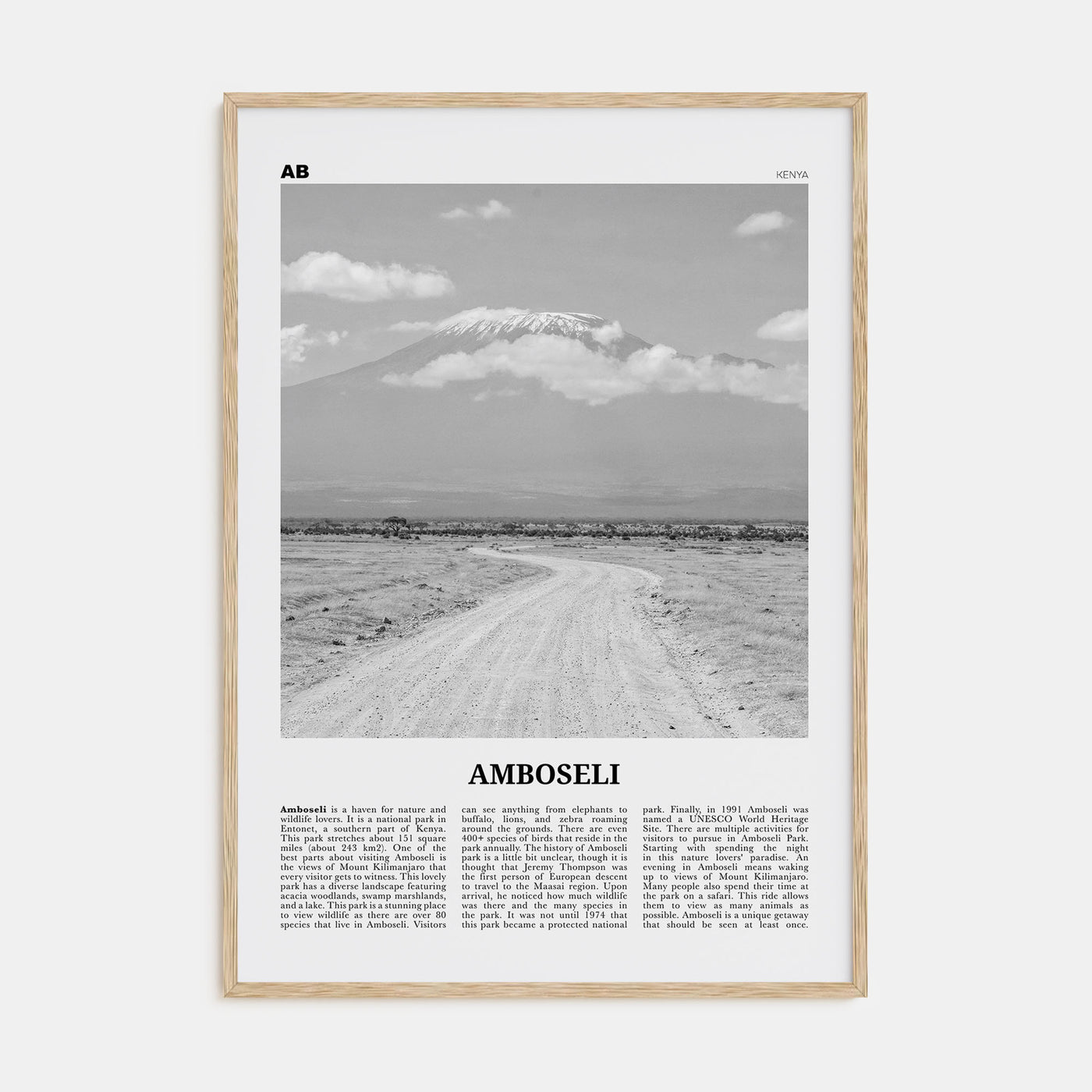 Amboseli Travel B&W Poster